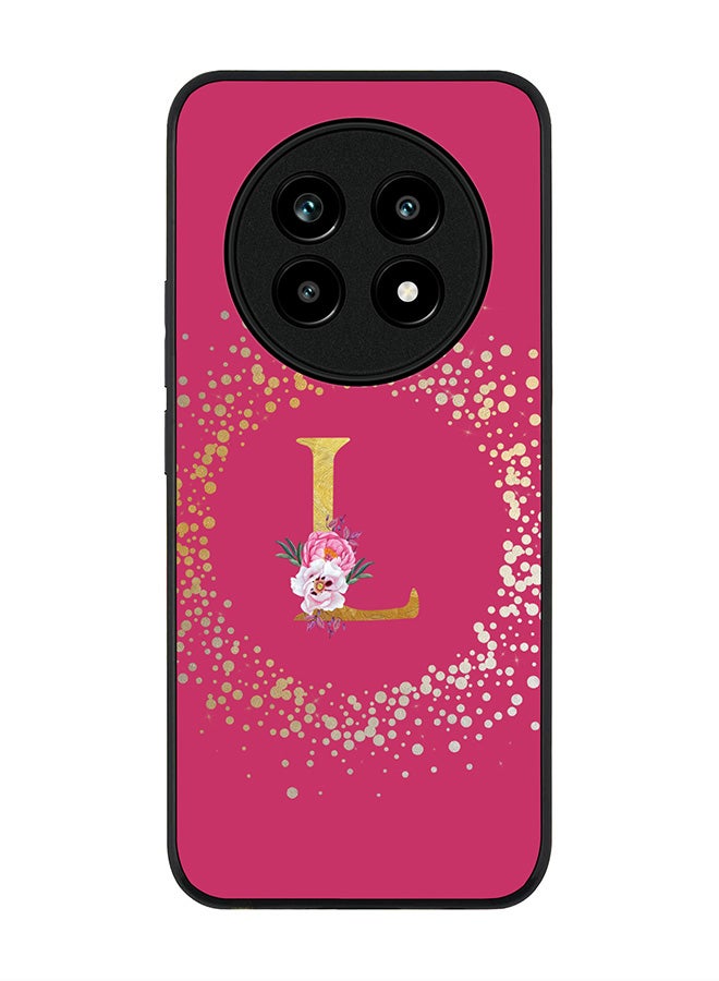 For Realme 13 Pro / 13 Pro+ Case,Slim fit Camera Protection, Shockproof Thin Phone cover  - Custom Monogram Floral - L ( Deep Pink )